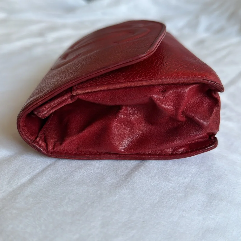 Chanel Red Caviar Leather Wallet Clutch Vintage - Picture 4 of 11